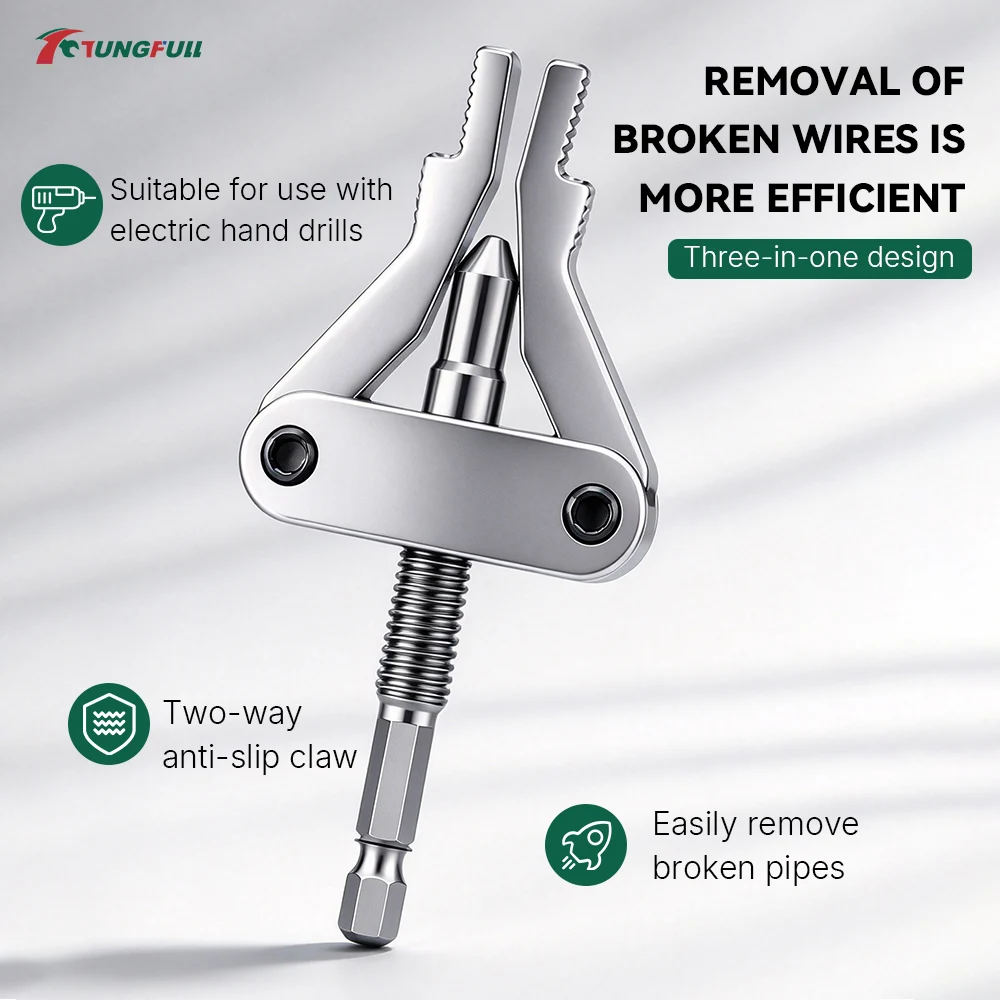 Universal Broken Pipe Extractor Faucet Valve Stuck Insert Remover Hex Shank Drill Powered Plumbing Repair Tool Heavy Duty Kit