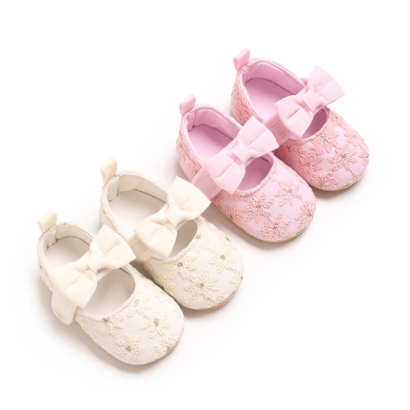 

Baby Pearl Flower Princess Shoes Embroidered Sweet And Cute Baby Rubber Soled alking Shoes For Babies Aged 0-12 Months