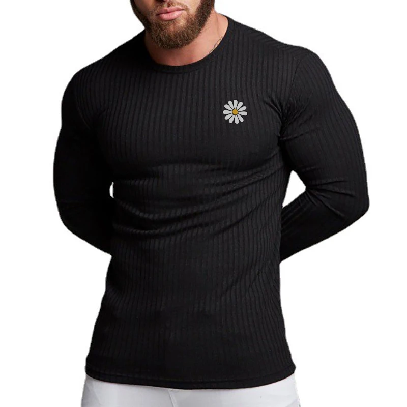 Muscleguys New Arrival Mens Slim Fit Fashion Breathable Knitted O-Neck Graphic Printed Workout Thin Pullovers