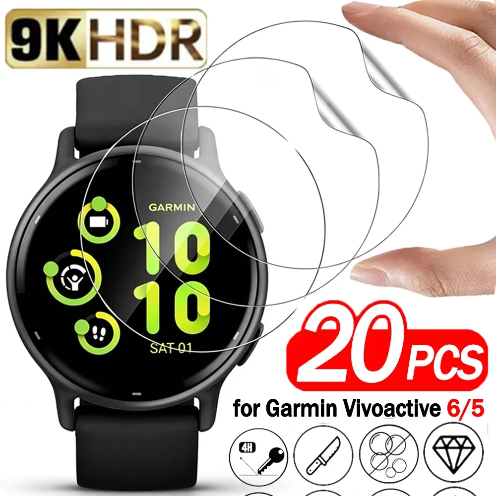 20-1Pcs Premium Soft TPU Hydrogel Film for Garmin Vivoactive 6 5 Screen Protector Anti-scratch Protective Films for Vivoactive5