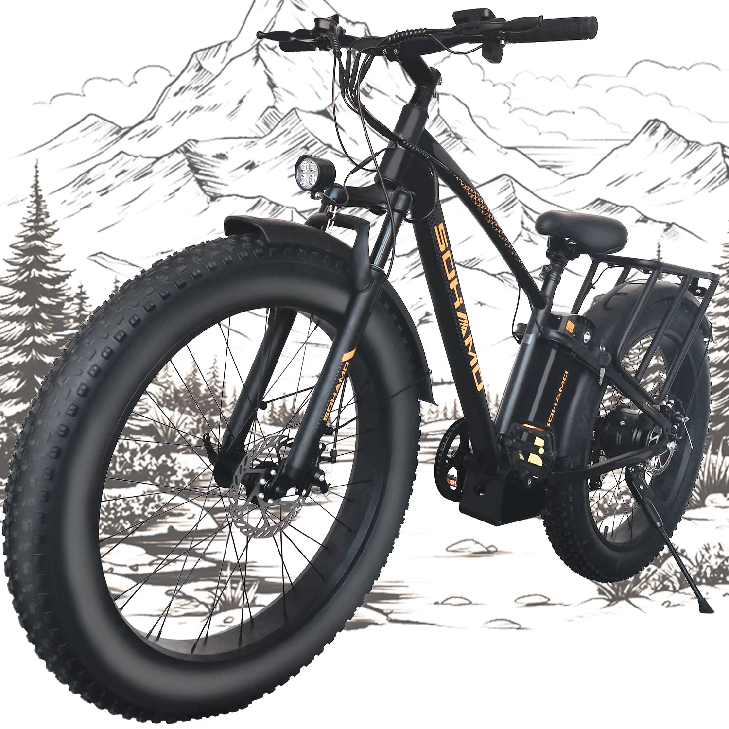 SOHAMO Ebike 26'' Adults Mountain Off-Road Electric Bike 1500W 30MPH Urban Ebike 48V 15AH Light Road Commuter Electric Bicycle