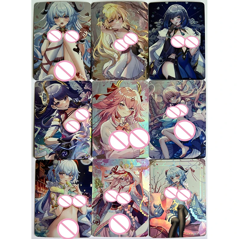 Anime Character DIY Collectible Cards Fubuki Noto Mamiko Sakura Rem Rin Laser Flash Cards Boy Play Toys Christmas Birthday Gifts