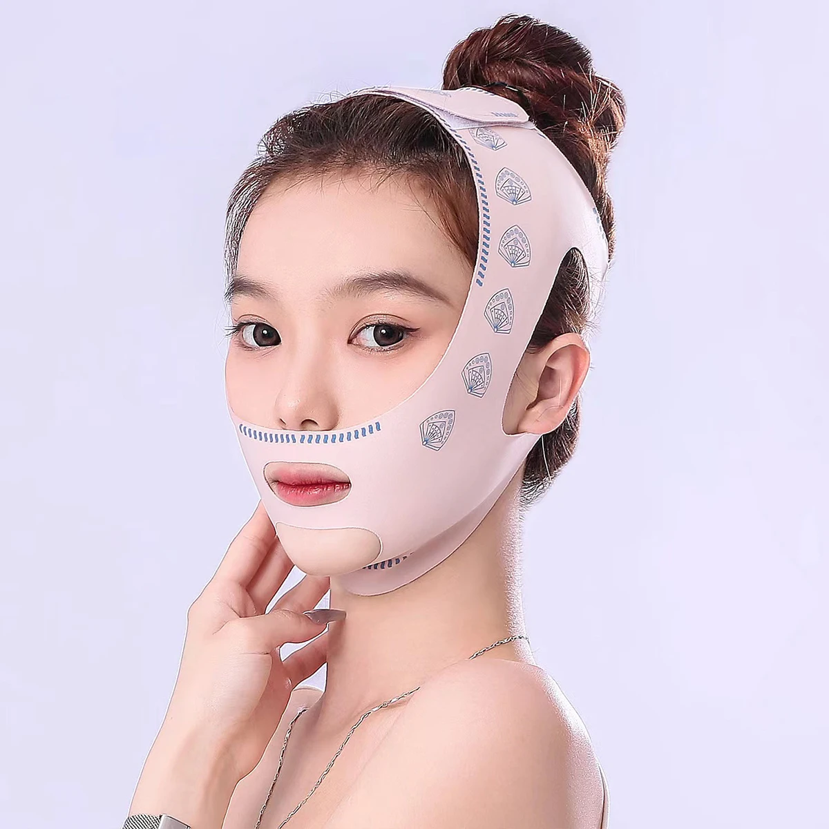 Reusable V-Lift Face Mask & Chin Strap - Skin-Toned Adjustable Slimming Band for Sleep, Workout, Yoga, Jawline Support