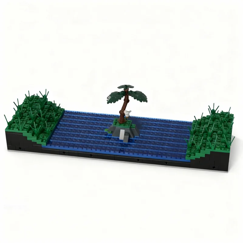 214-teiliges MOC Modulares Stadtlandschafts-Set Flussinsel-Modell Bausteine Architektur Weihnachtsgeschenk Spielzeug Bildungs-Idee Bausteine