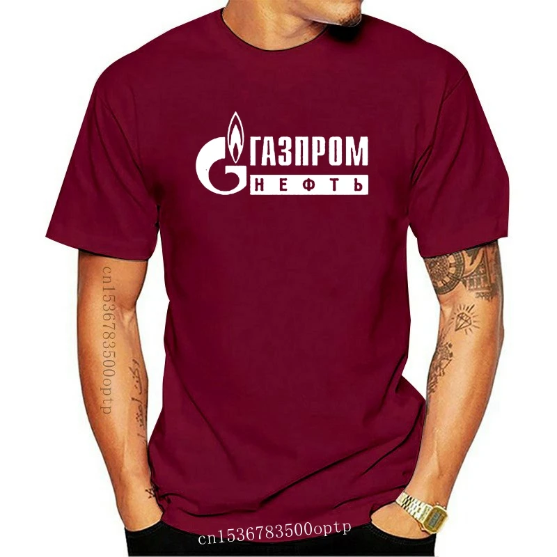 New Gazprom Russia 2023 Black T-Shirt Men Print Tees Short Sleeve O-Neck