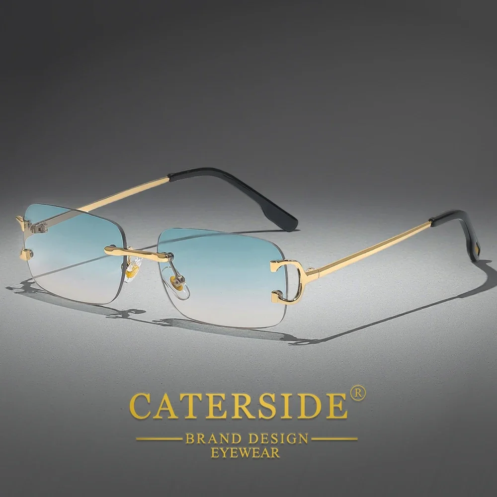 

Солнцезащитные очки CATERSIDE без оправы, маленькая оправа, брендовый дизайн, металлические, модные, для мужчин и женщин, декоративные, для активного отдыха, защита от УФ-излучения UV400