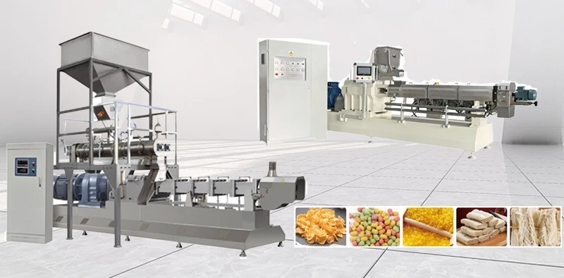 Acero inoxidable, doble tornillo, puffer, extrusión, comida inflada, extrusión