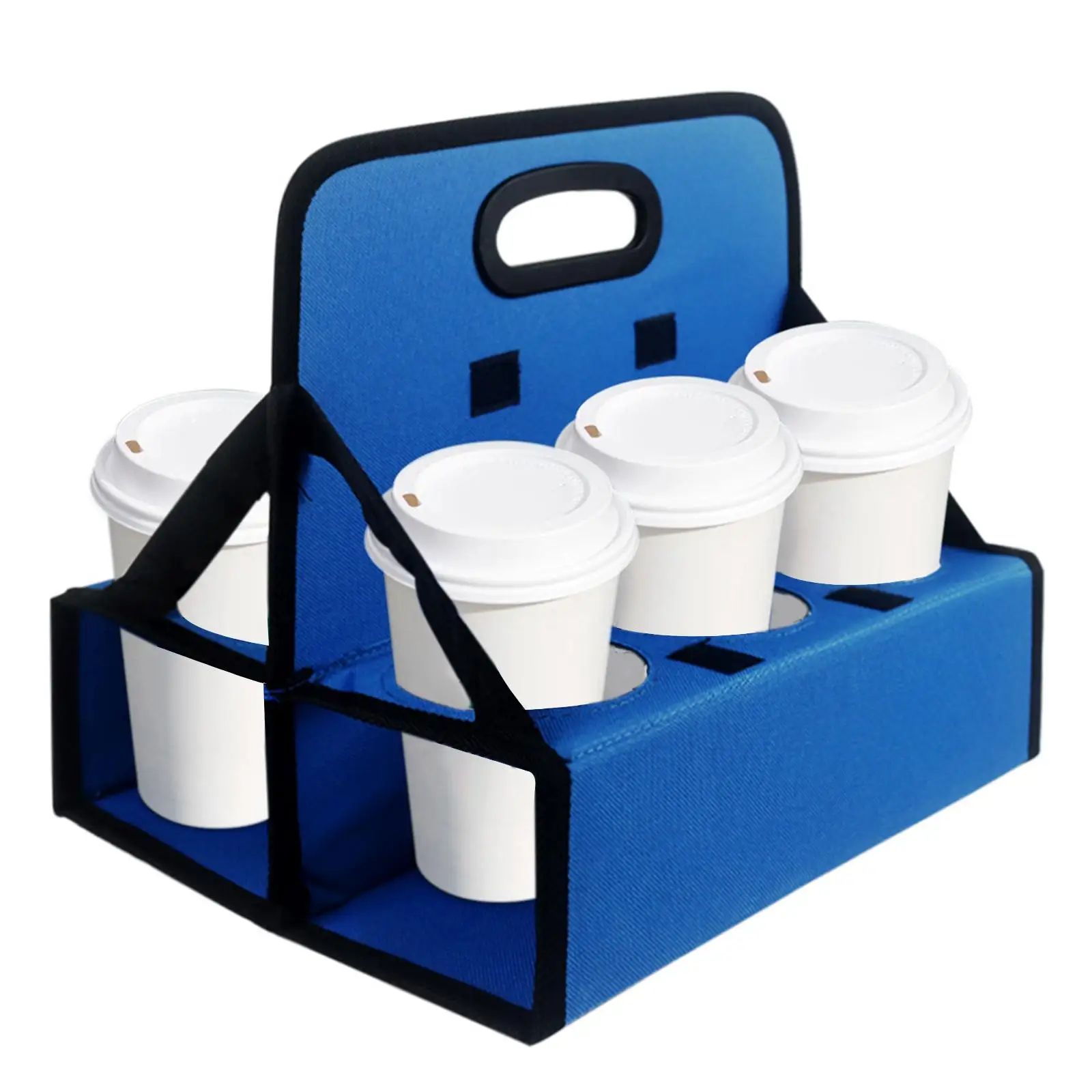 Cup Carrier Coffee Cups Holds 6 Cups Solid Base Foldable Cup for Restaurant Office Picnic Food Delivery Outdoor Activities