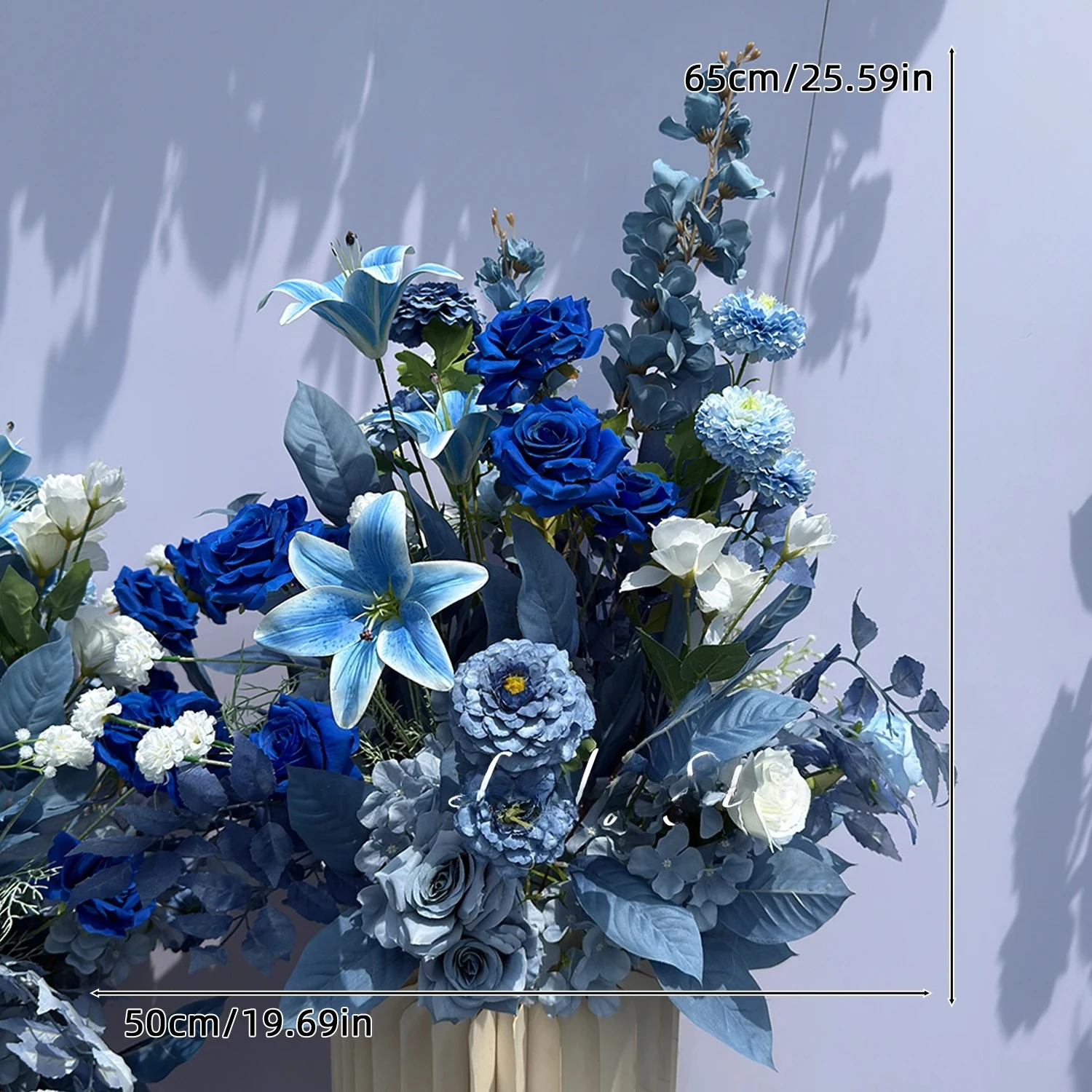 Haze Blauwe Bloem Outdoor Kunstbloemen Bruiloft Decoratie Hang Bloem Rij Weg Lood Bloem Bal Bloemen Achtergrond Arrangement