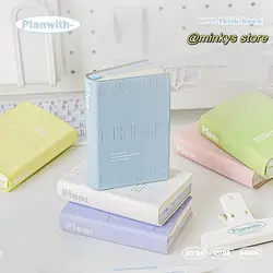 MINKYS Macarone PU Leather Pocket Daily Planner Notebook To Do list Notepad Colored Blank Page School Stationery