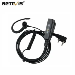 Retevis Walkie Talkie Earpiece 2Pin Soft Earhook Headset PTT Mic HD Speaker for Kenwood Baofeng UV 5R for Quansheng UV K5 EEK023