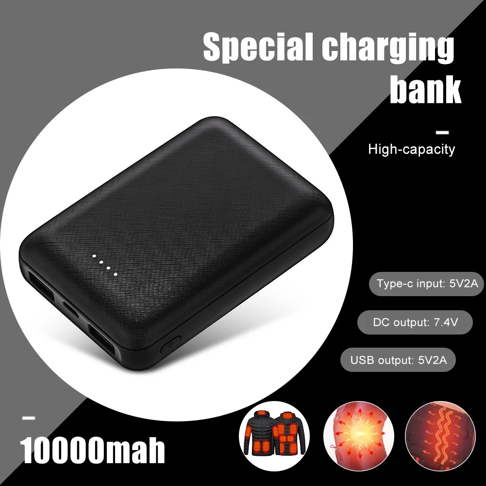 10000mAh Power Bank Portable Charger External Battery Pack for Heating Vest Jacket Scarf Socks Gloves Electric Heating Equipment