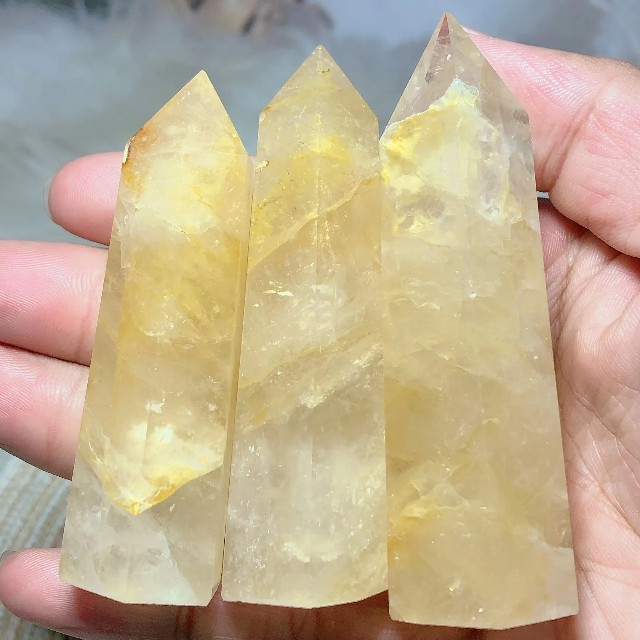 

High Quality Natural Crystals Healing Golden Healer Tower Point Mineral Home Decorations Reiki Ornament Room Decor