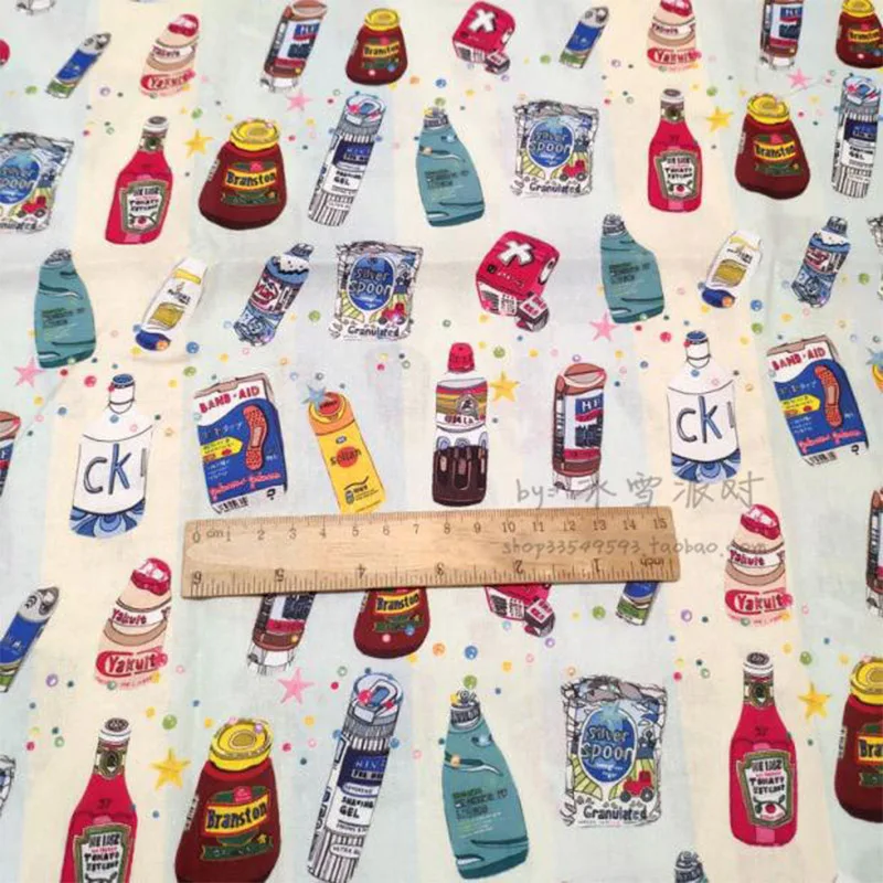 Beautiful 100%Cotton Fabric Condiment Bottle Advertising Patterns Digital Printing Sewing Material DIY Baby Dress/Clothing