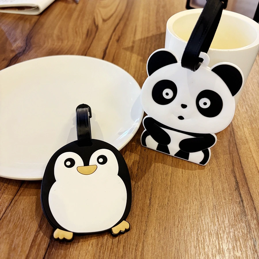1/2 piece animal panda penguin luggage tag, trolley bag hanging tag, luggage anti-loss identifier label, travel essential luggag