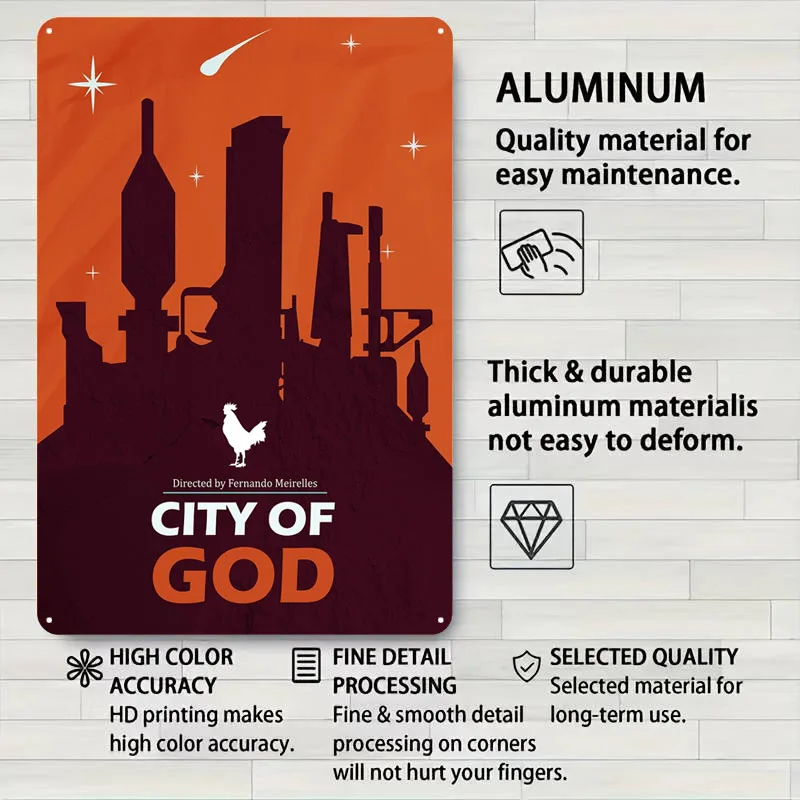 مدينة الله ريترو فيلم علامات معدنية الفيلم ملصق جدار ديكور مخصص صفيح تسجيل ل جدار الفن الديكور حمام غرفة ديكور الرجال المنزل