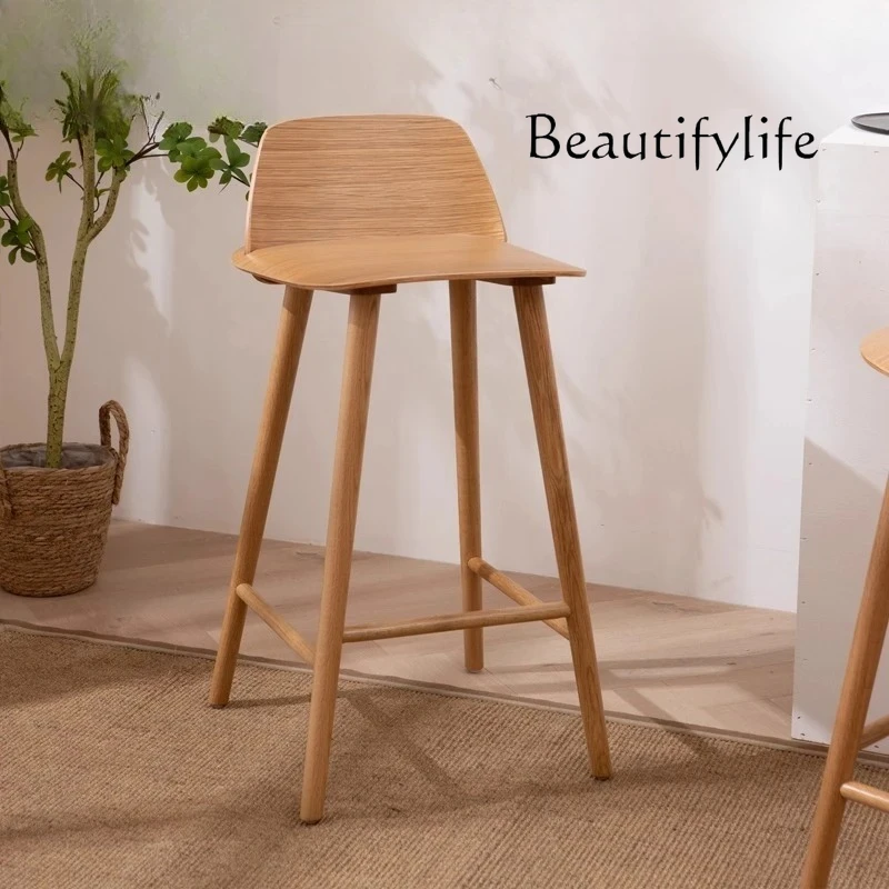 

Nordic designer solid wood bar stool
