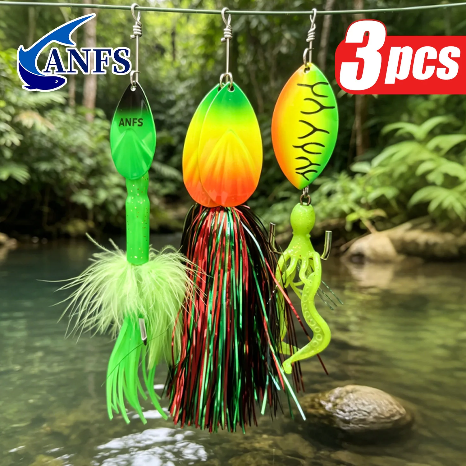 ANFS 3pcs Musky Pike Spinner Bucktail-Heavy Metal Fishing Lure To Catch Big Fish, Cool Fishing Gift for Angler