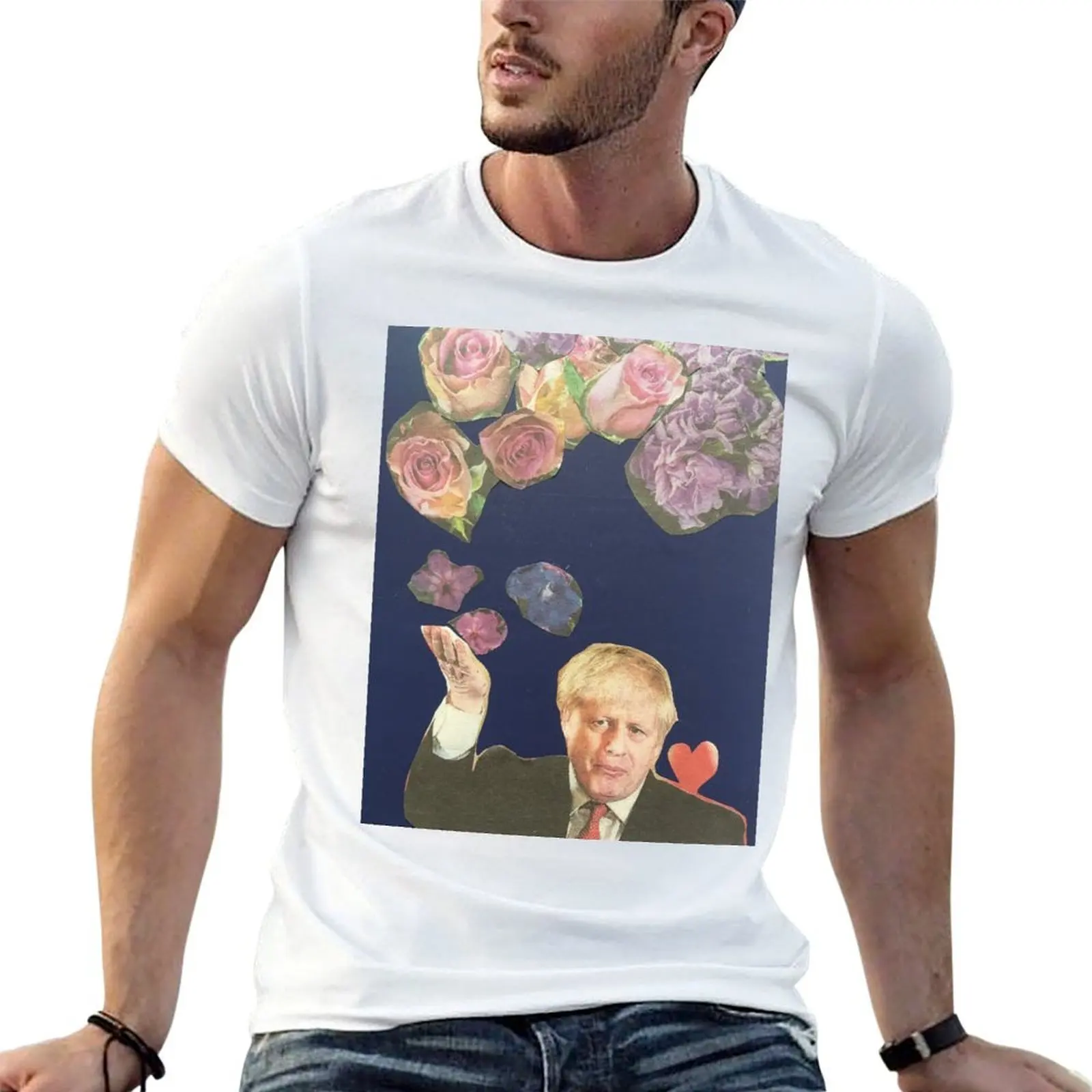 

Boris Johnson and flower T-Shirt funny t shirts man man t shirts cotton t shirt man cotton T-Shirt