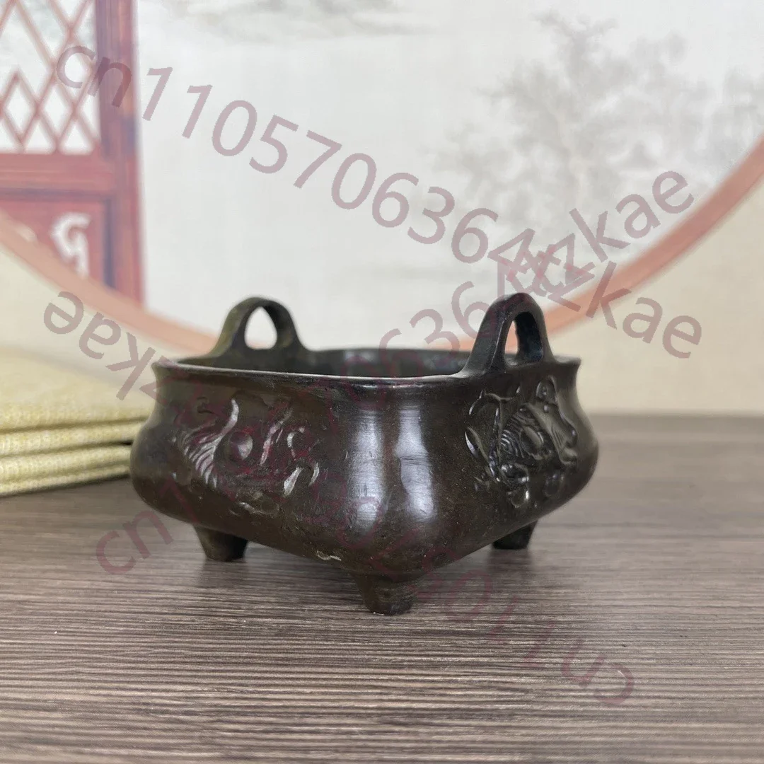 Chinese Antique Bronze Four Divine Beasts Incense Burner Statue Collection