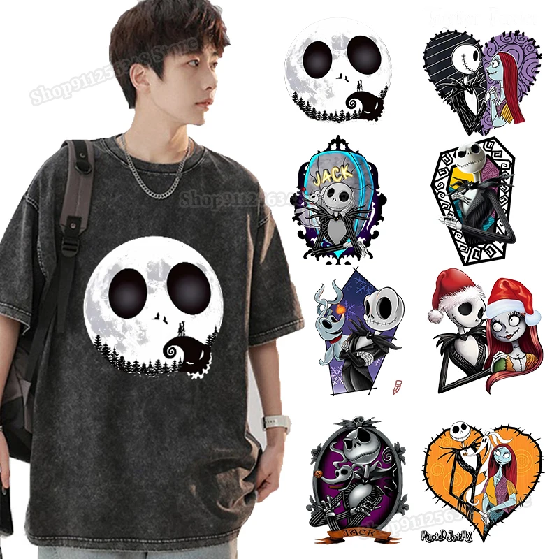 The Nightmare Before Christmas Heat Transfer Stickers Jack Skellingtone Iron on Patches for Clothes Bags  DIY Clothing Decals