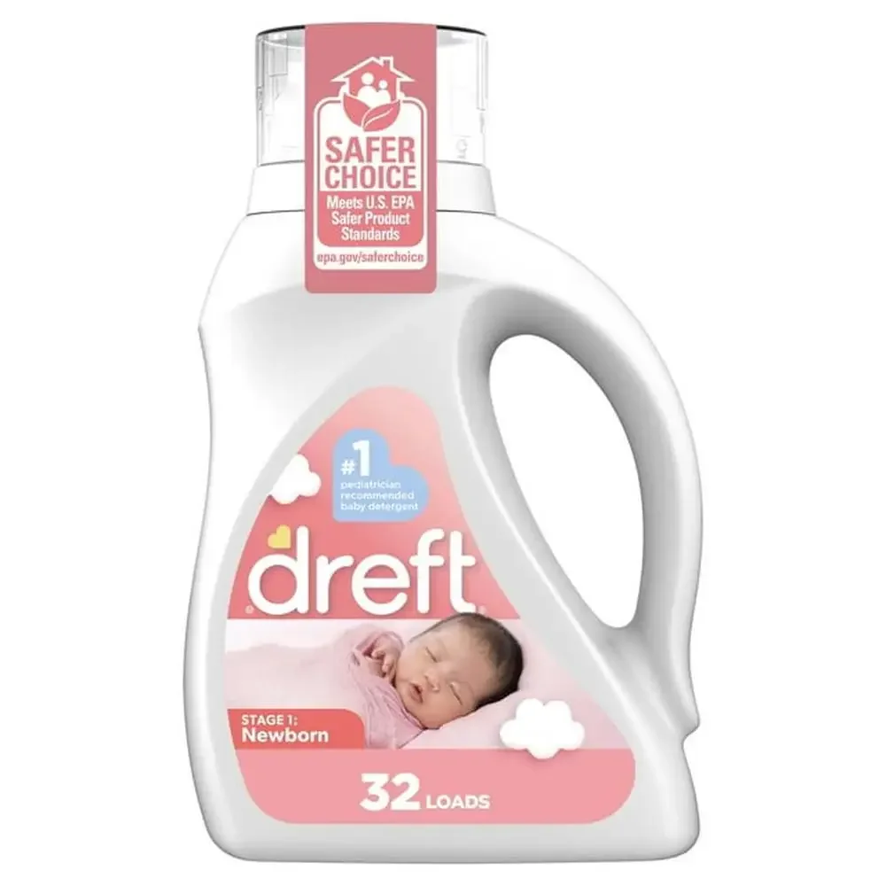 Baby Laundry Detergent Dreft Liquid 32 Loads 46 fl oz Sensitive Skin Hypoallergenic Stain Fighter Fresh Scent Pediatrician