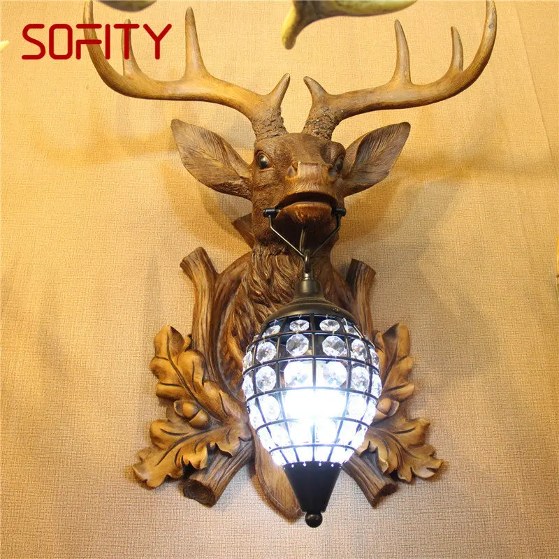 

APRIL Modern Antlers Wall Lighting Creative Crystal Indoor Lamp Sconce Led for Home Living Bedroom Bedside Porch Decor