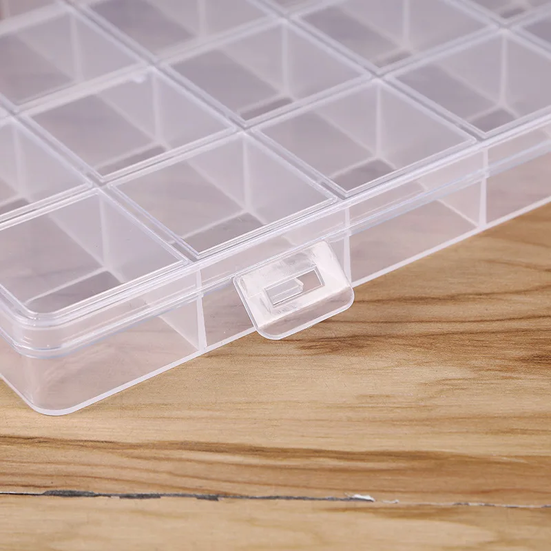 Caja de plástico rectangular para joyería, organizador de 28 rejillas con compartimentos para almacenamiento de joyas, pendientes, cuentas,