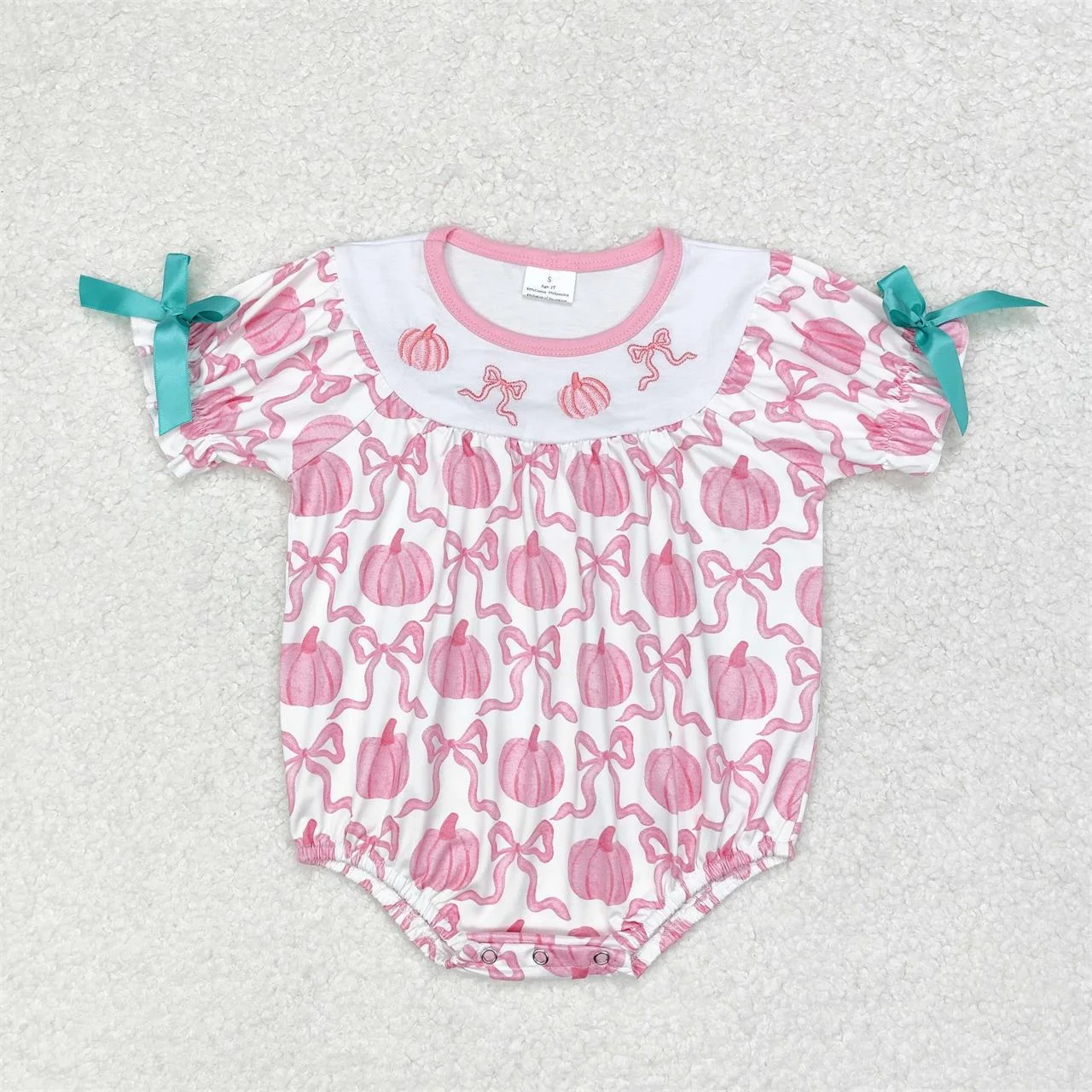 

Wholesale Summer Newborn Embroidery Romper Baby Girl Short Sleeves Pink Pumpkin Jumpsuit Kids Toddler Bubble One-piece Clothes