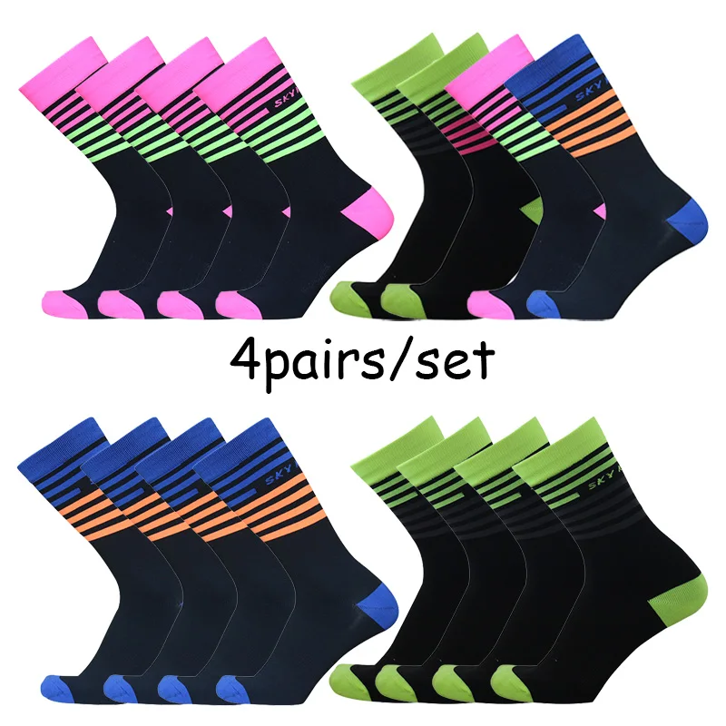 

Two-tone Striped Cycling Socks Pro Racing Bike Socks Men Women Outdoor Mountain Bikes Racing Socks Calcetines Ciclismo Hombre