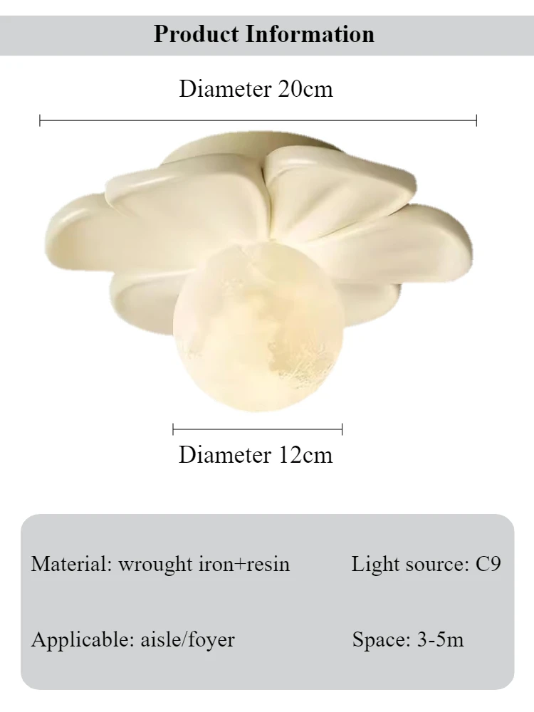 SANDYHA Nordic Style Ceiling Lights Petal Design Moon Lampshade Led Lamp for Bedroom Living Room Aisle Light Decoration Home