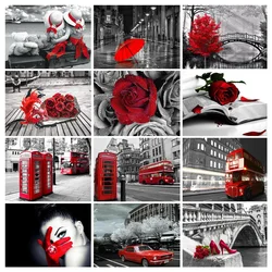 5D DIY Diamond Painting Black and White Red Series Full Square / Round Diamond Embroidery Mosaic Home Decoration Crafts Set Gift
