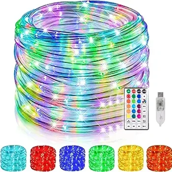 Cuerda de luz LED para exteriores, tira de luces RGB cambiable de 16 colores, tubo de luz de Navidad para Patio, decoración de boda, 10/20M