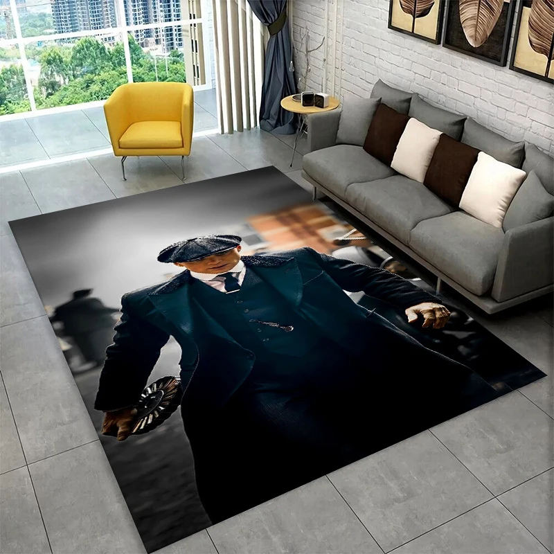 Classic P-Peaky Blinders Tommy Shelby Non-Slip Area Rug for Living Room Bedroom Playroom,Carpet Floor Mat for Home Decor Holiday