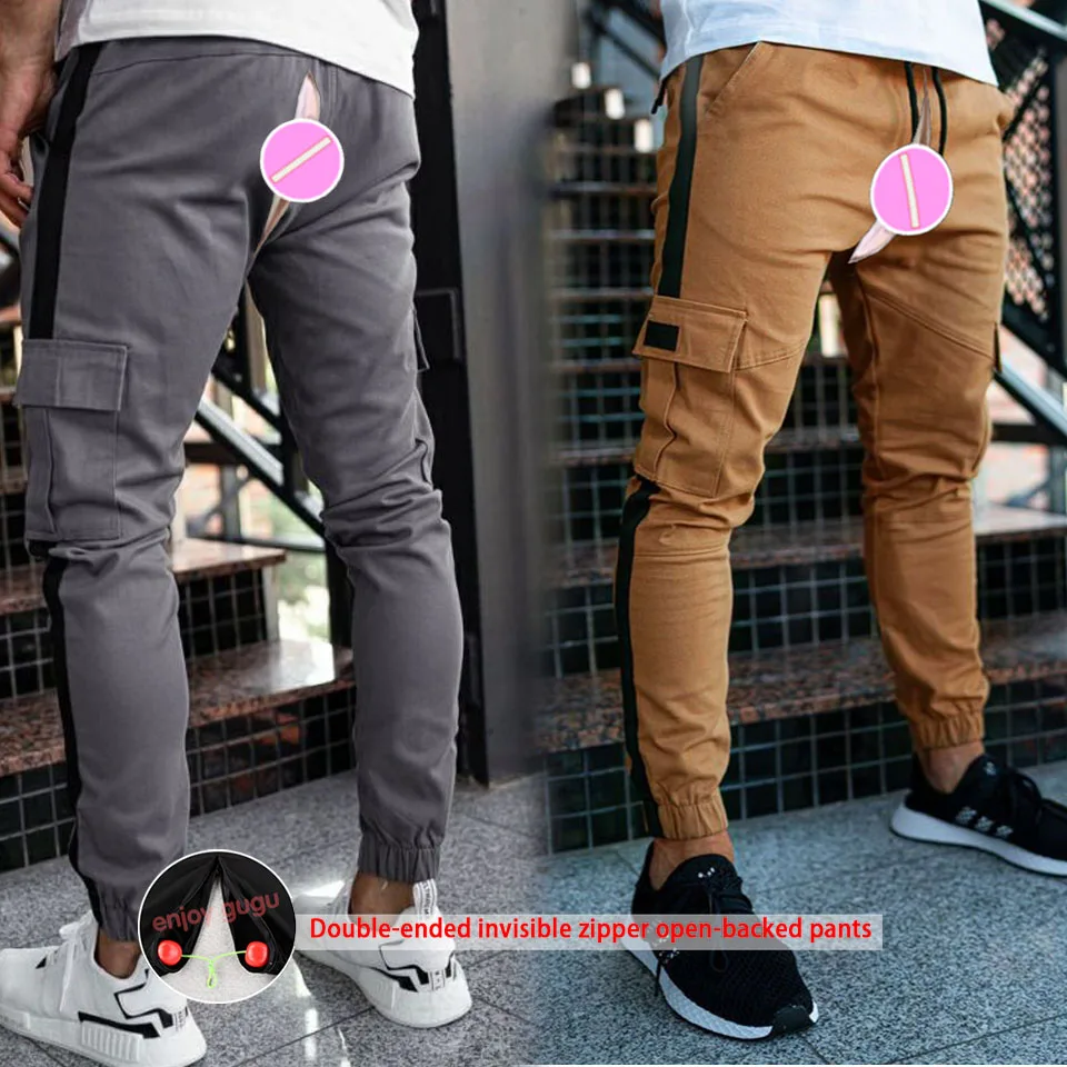 Outdoor Sex Open Crotch Erotic Casual Pants Men's Work Pants Sports Fitness Jogging Basketball Sweatpants Cargo Streetwear Mens