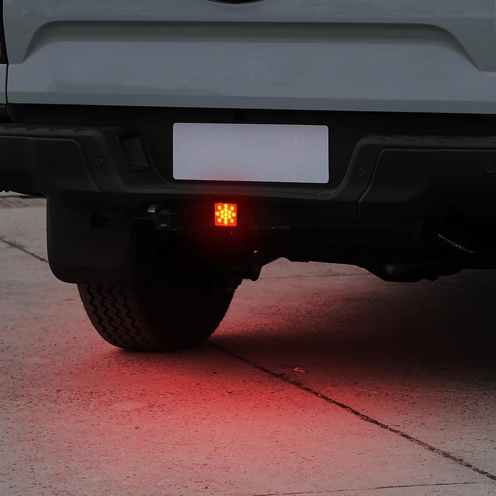 1Pc Car Tai Light Hitch Receiver Cover LED Brake Light Tube Cover For Pickup SUV Jeep Trailer Brake Light Red Warning Light