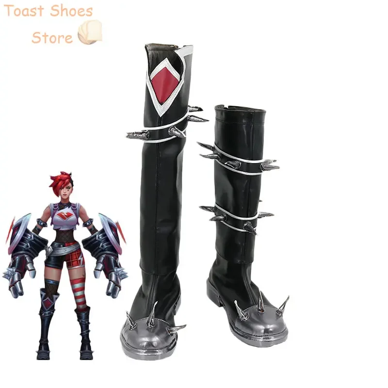 LOL Heartache & Heartthrob Vi Cosplay Shoes LOL Valentine's Day Cosplay Prop Halloween Carnival Boots PU Shoes Costume Prop