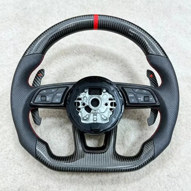 Customized Carbon Fiber Leather Car Steering Wheel For Audi B8 B9 R8 A3 A4 A5 A6 A8 Q3 Q5 Q7 Q8 TT S3 S4 S5 RS3 Steering Wheel
