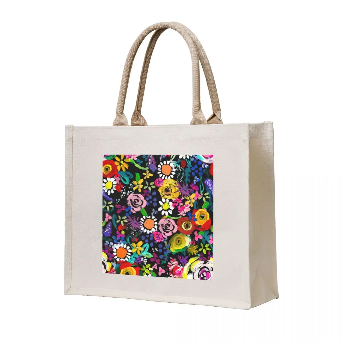 

Les Fleurs Vibrant Floral Painting Print Tote Bag Handbags women Beach bag handbag personalized tote bag