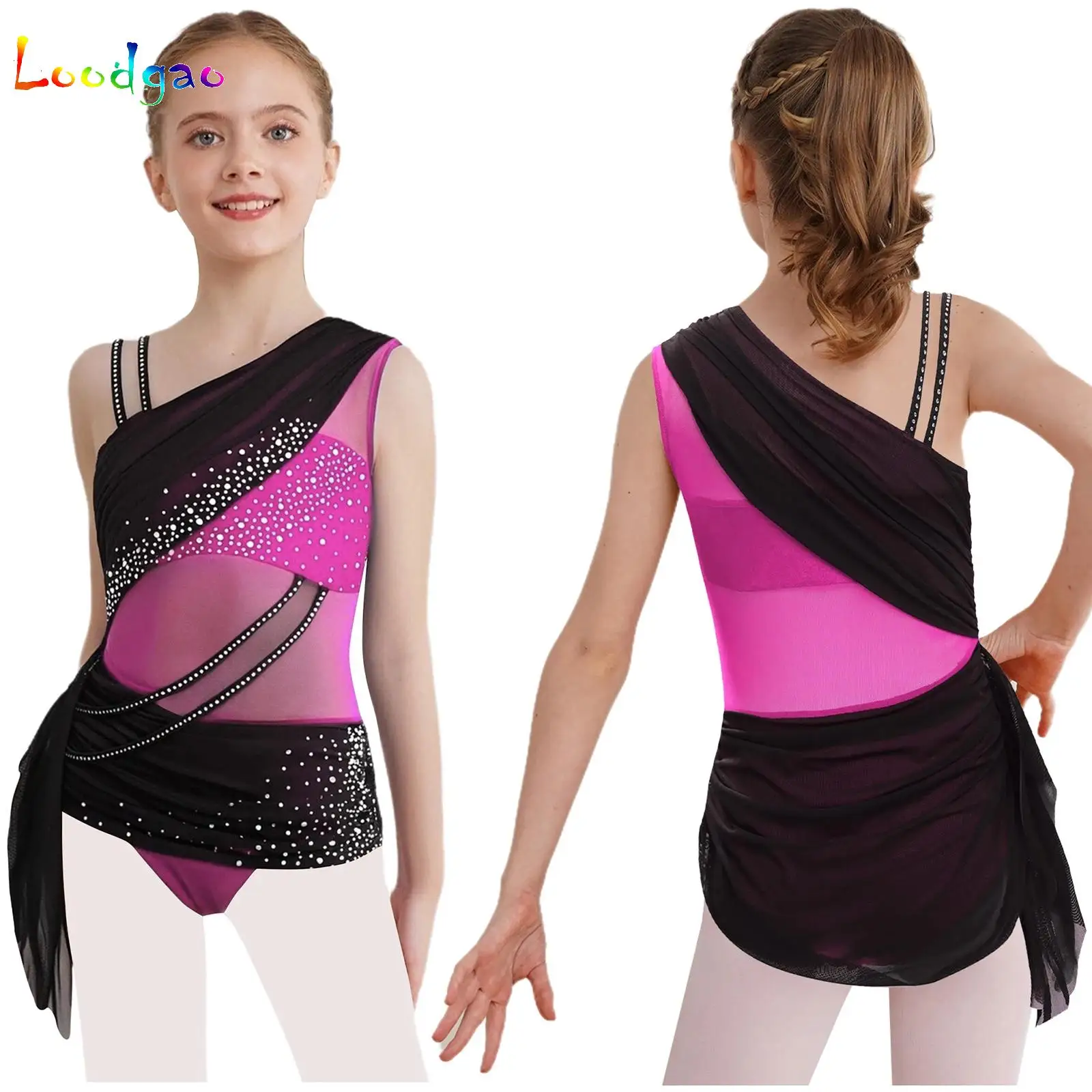 meninas-ballet-collant-camisa-ginastica-ritmica-patinacao-artistica-traje-pura-malha-ruched-sobreposicao-strass-vestido-dancewear