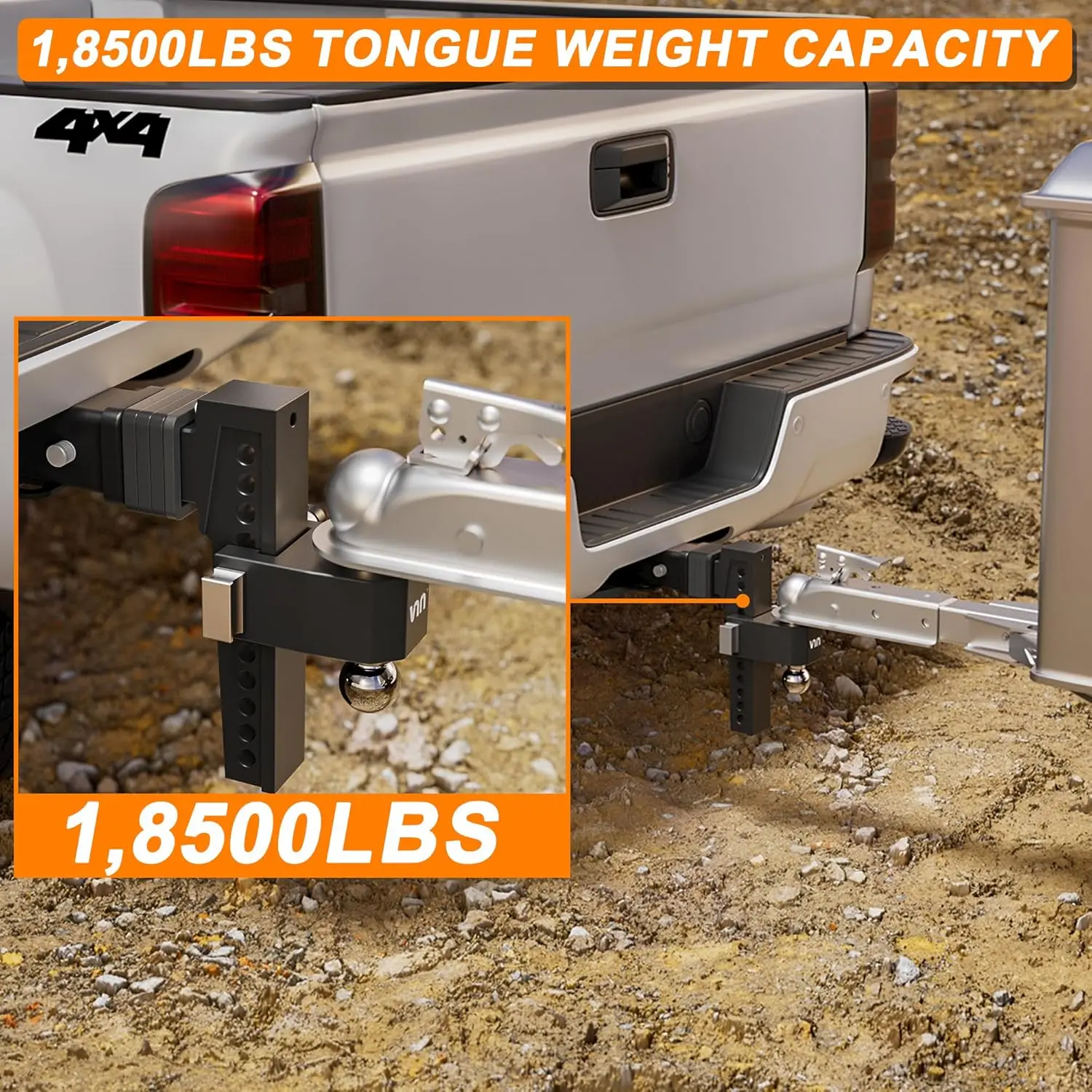 Engate receptor de 2,5 polegadas, bola dupla (2'', 2-5/16'', cabe em engate receptor de 2,5, engate suspenso de 10 polegadas, engate GTW de 18,500 LBS