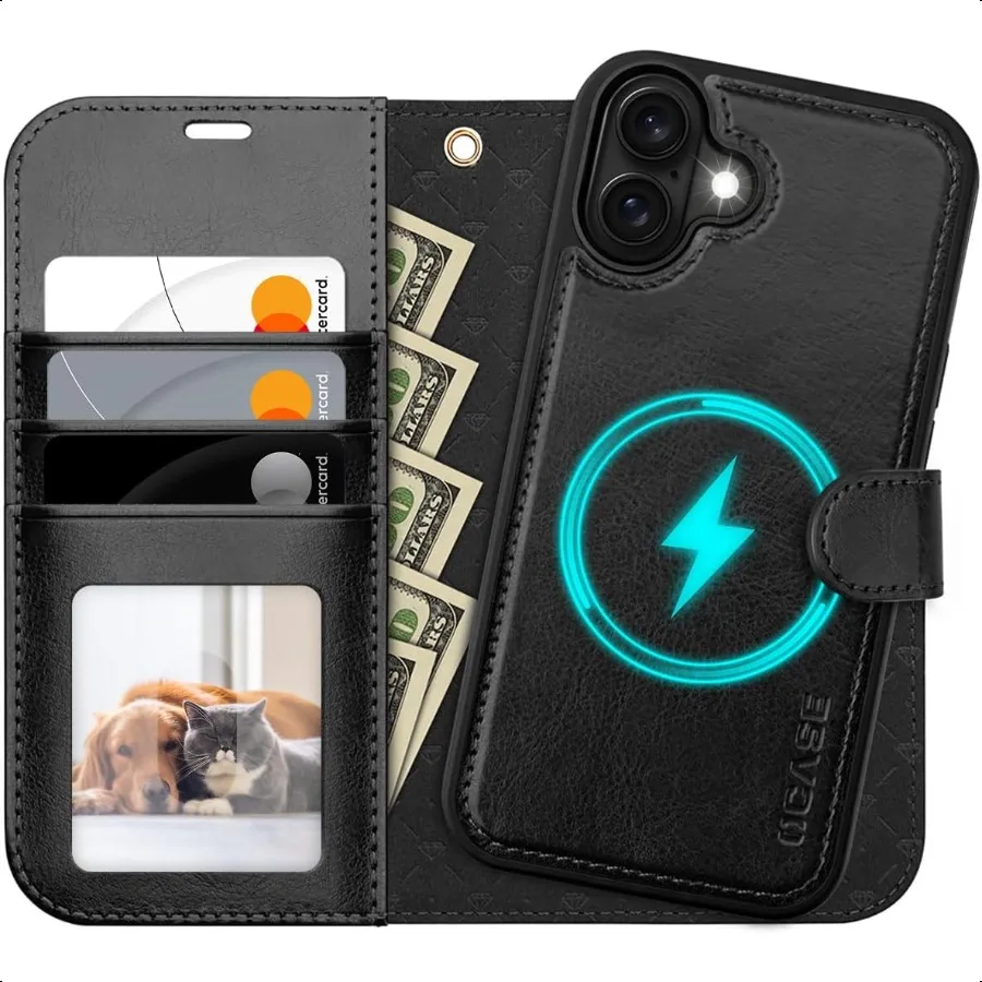 

OCASE for iPhone 17 Detachable Wallet Case with Card Holder 2 in 1 PU Leather Flip Folio with RFID Blocking Stand Wrist Strap S