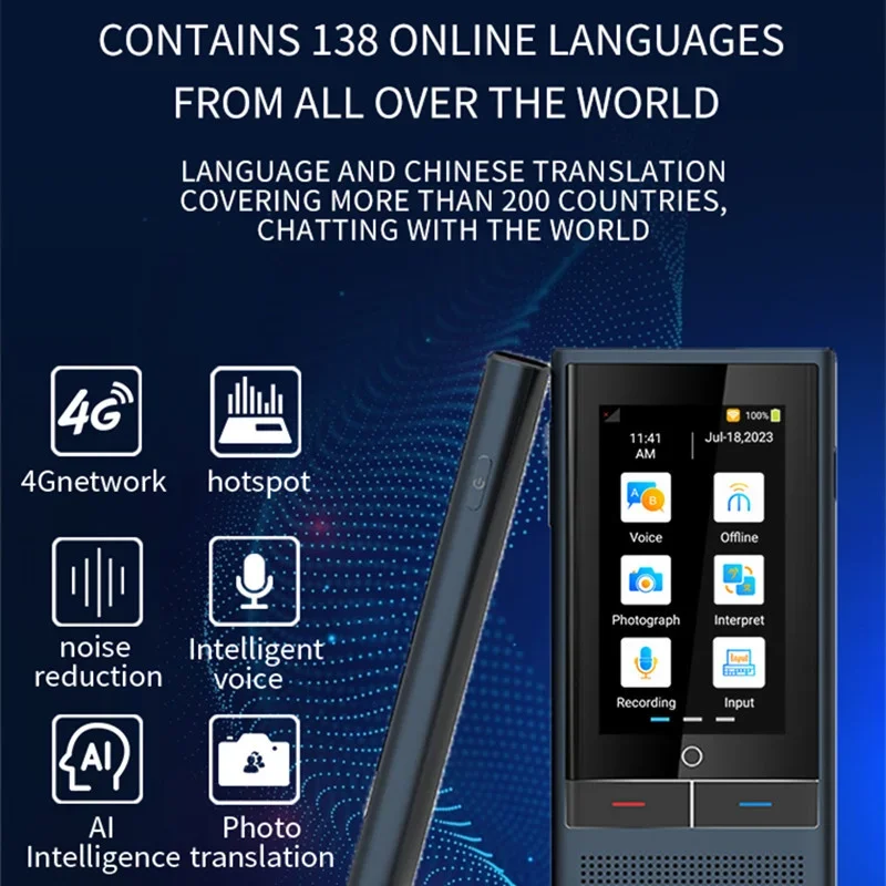 4G Top Version Black Newest Model 138 Languages ​​online 75 Photo Translations 19 Offline Translations ​​Simultaneous Sound