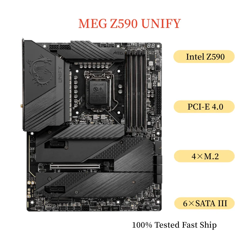 

Материнская плата 128 ГБ LGA 1200 DDR4 ATX для MSI скатг Z590 UNIFY, материнская плата 100% протестирована, быстрая доставка