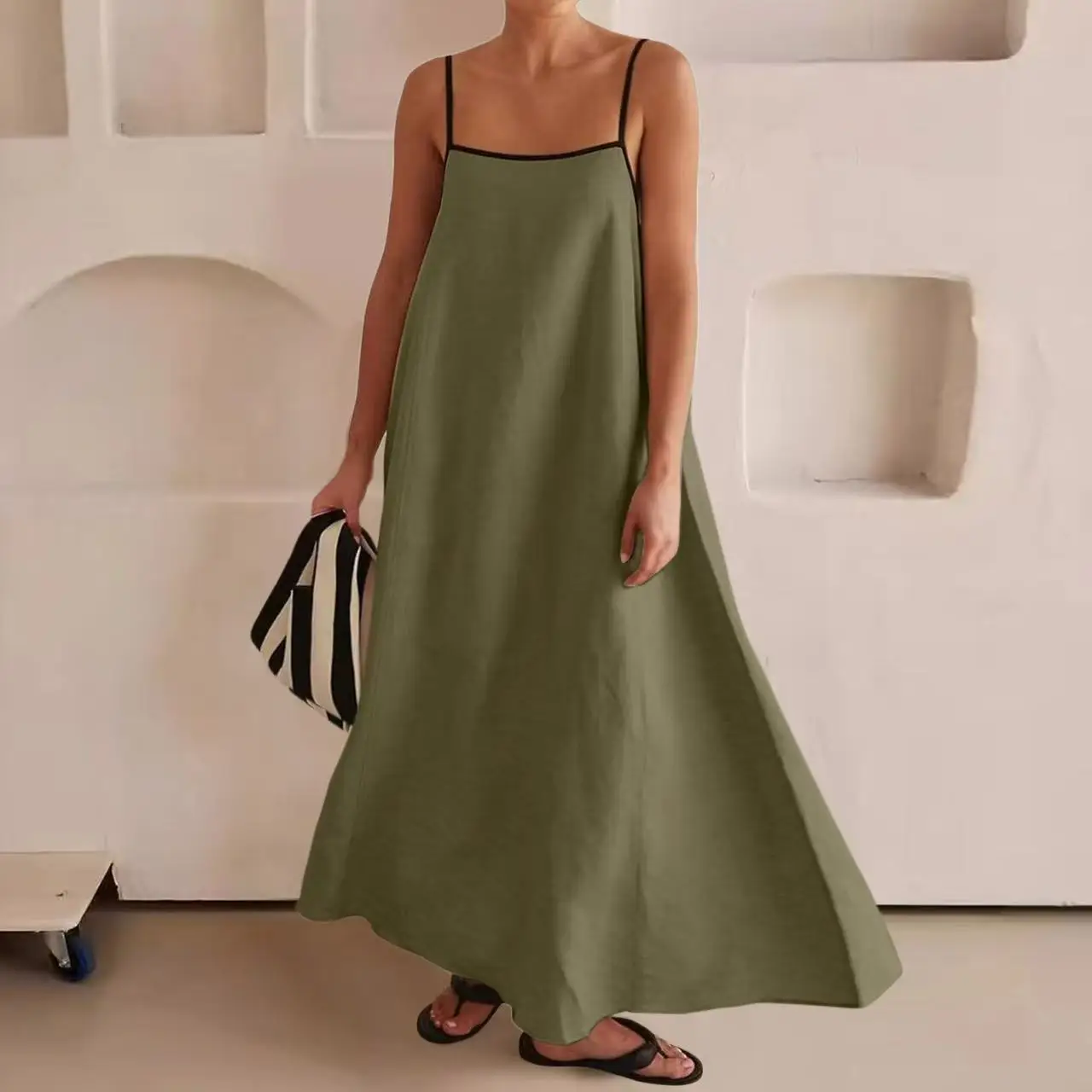 Women Dresses 2026  new fashion color-blocking backless halter large hem long dresses women's clothing vestidoes