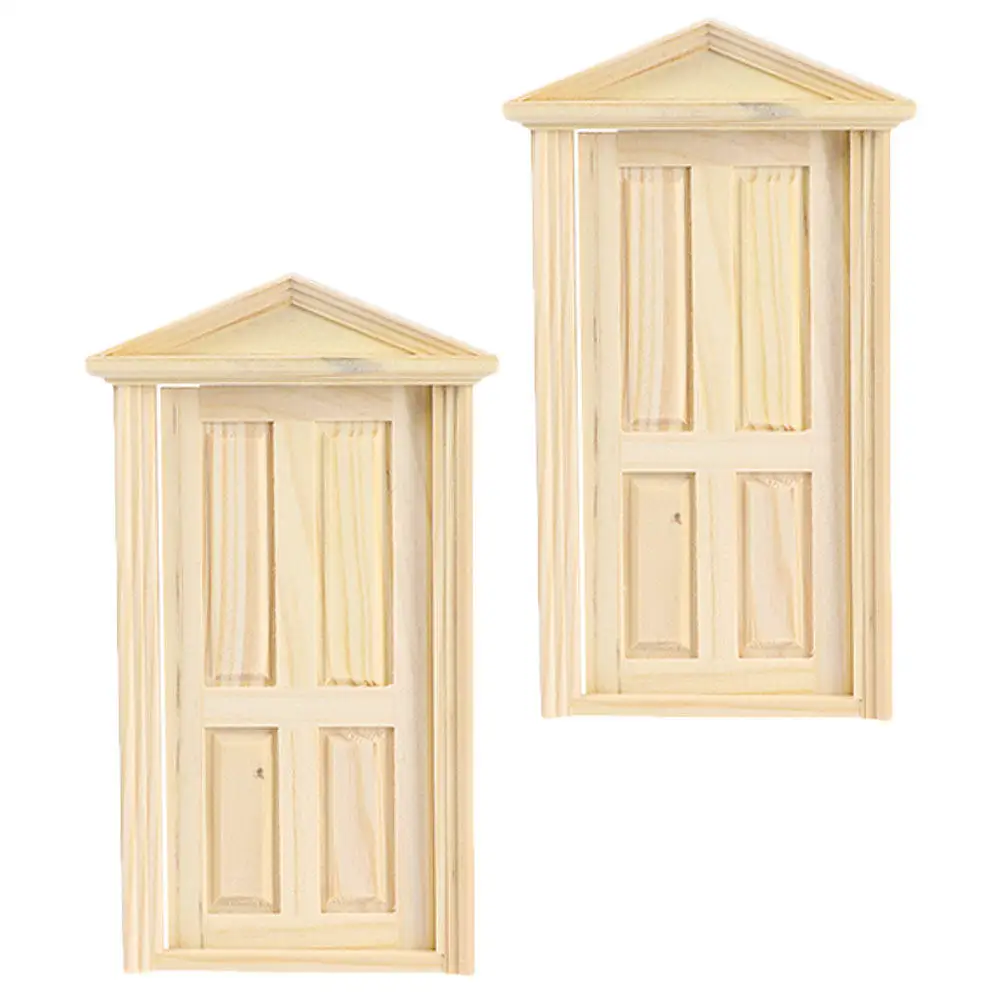 

2Pcs Miniature Wooden Door Simulation Mini House Supplies DIY Furniture Accessories for Dollhouse Living Room Decoration