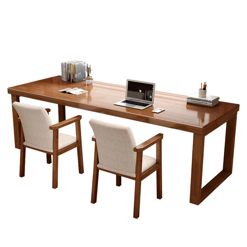 

Solid wood double desk, dining table combination, light luxury style, negotiation desk