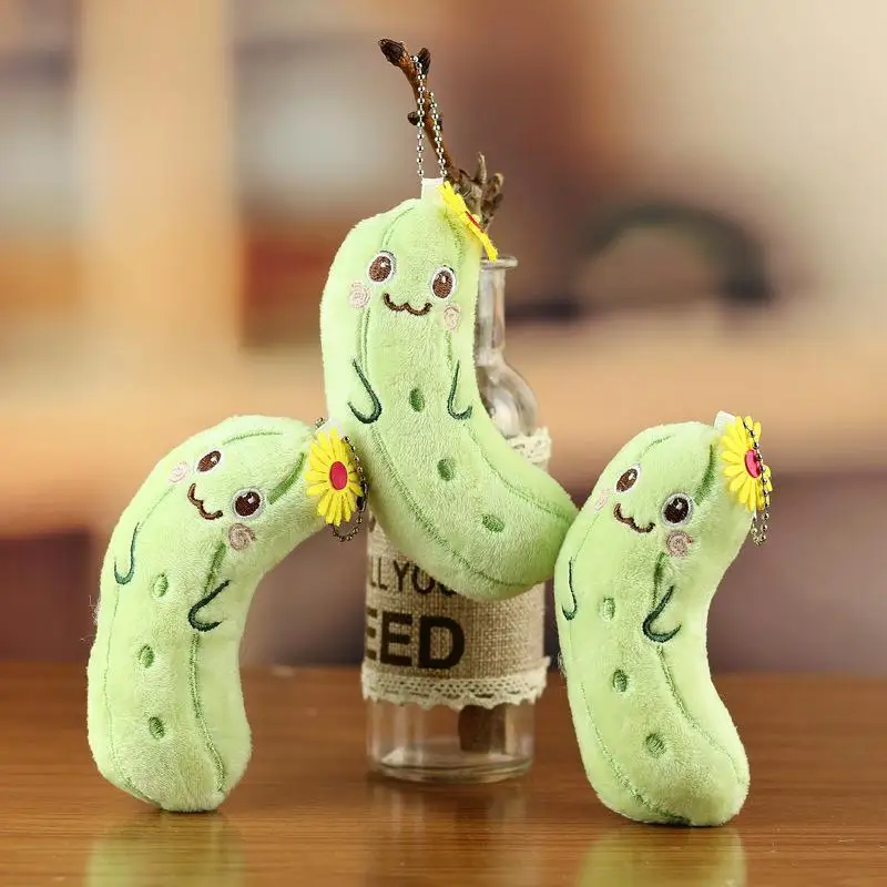 1pc 슈퍼 귀여운 봉제 오이 인형 펜던트 - 열쇠 고리 또는 배낭 액세서리로 이상적