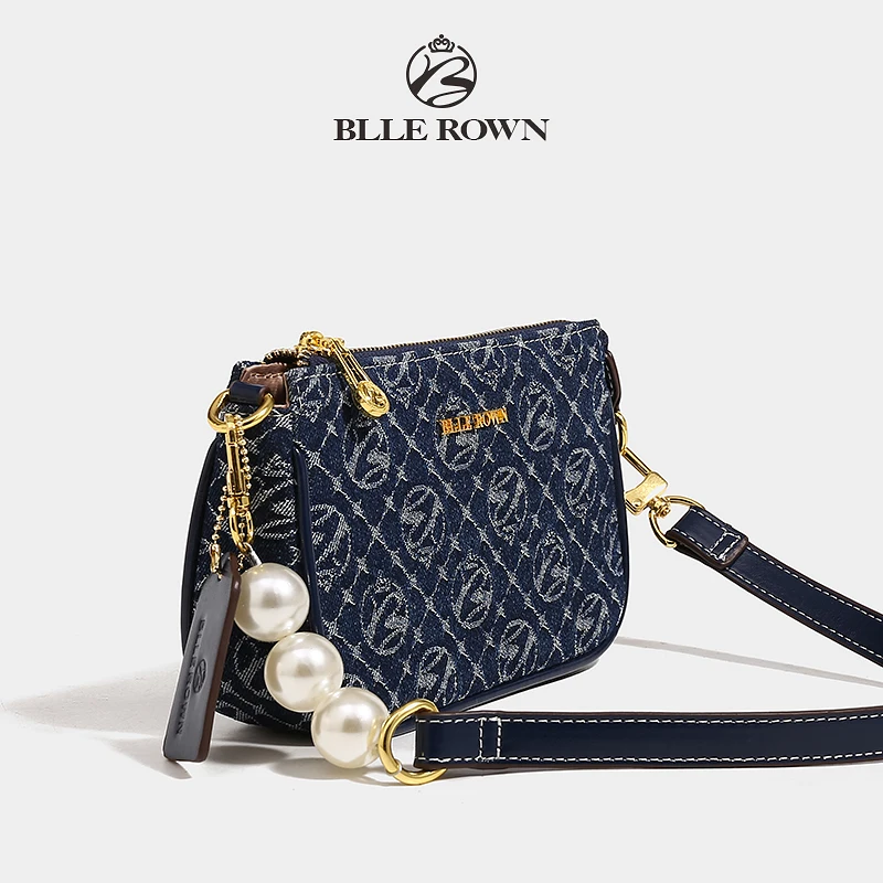 High Quality Klein Blue New Pearl Handheld Female Small Messenger Crossbody Bag Zipper Shoulder Bags for Women