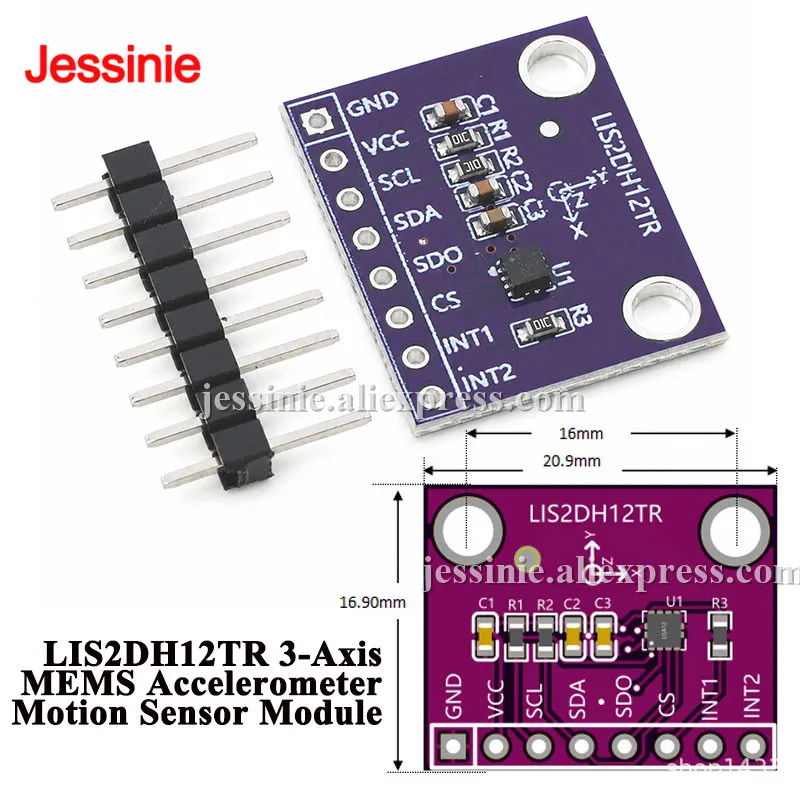 10pcs/1pc LIS2DH12TR Acceleration Module Three 3 Axis MEMS Accelerometer Motion Sensor Module Replace ADXL345 for Arduino